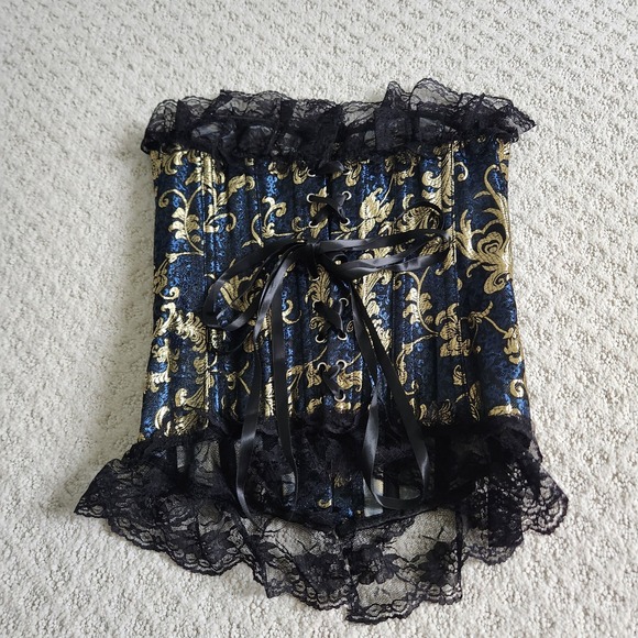 Tops - Brocade Corset Top Lace Trim Renaissance Gothic size Small